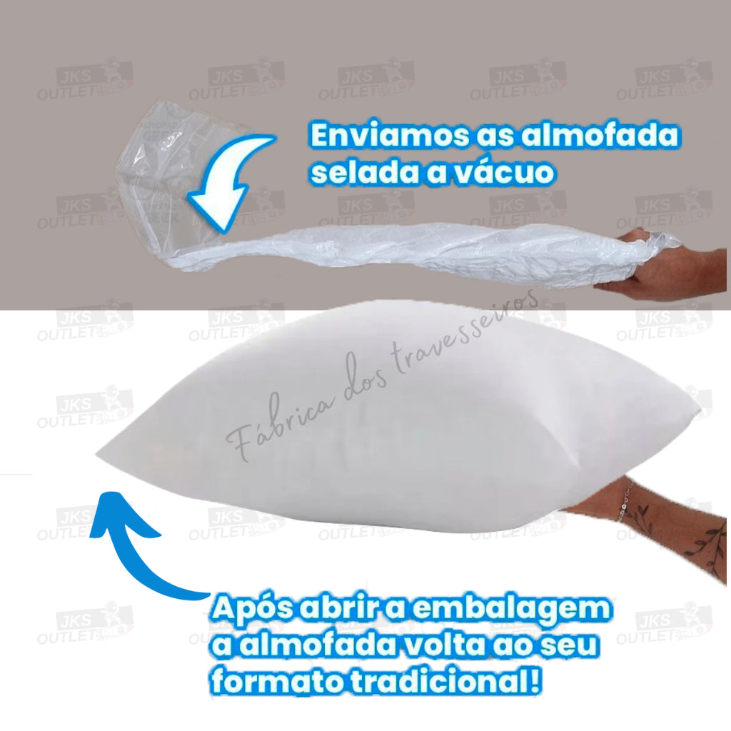 Kit 2 Travesseiro Alto Firme Antialergico 50x70cm extra macio tecido TNT fibra 100% siliconada